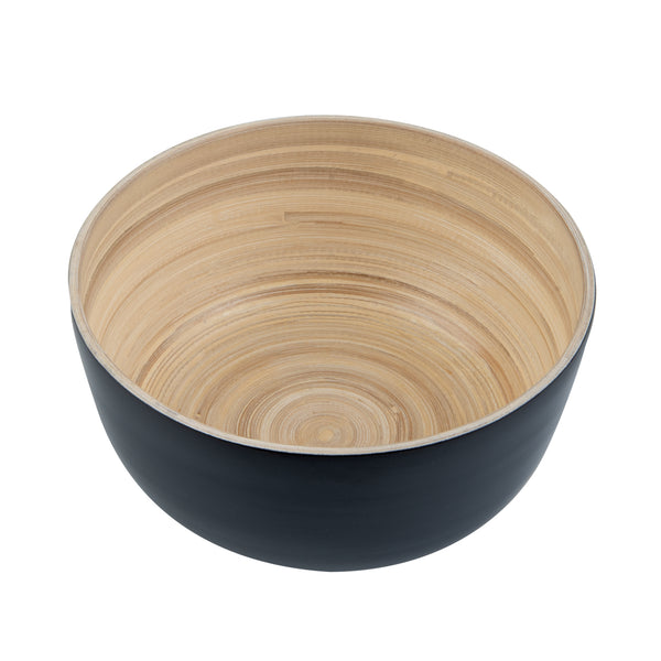 Restaurantware Bambuddha 15 Oz Round Black Spun Bamboo Small Salad Bowl - 7 3/4" X 7 3/4" X 4" - 1 Count Box