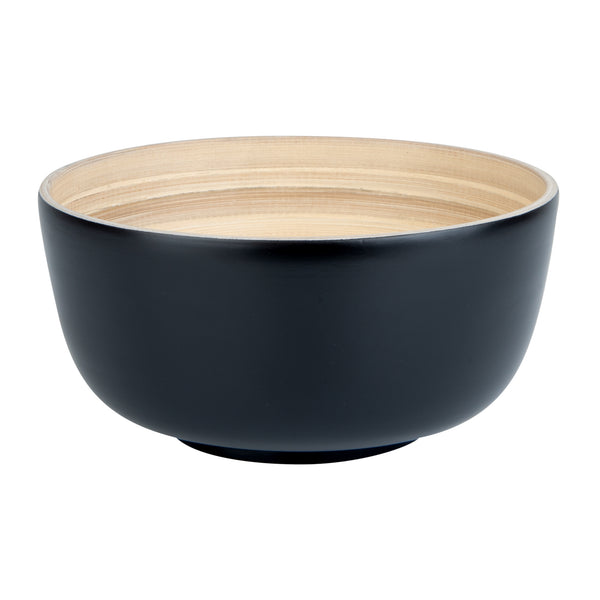Restaurantware Bambuddha 15 Oz Round Black Spun Bamboo Small Salad Bowl - 7 3/4" X 7 3/4" X 4" - 1 Count Box