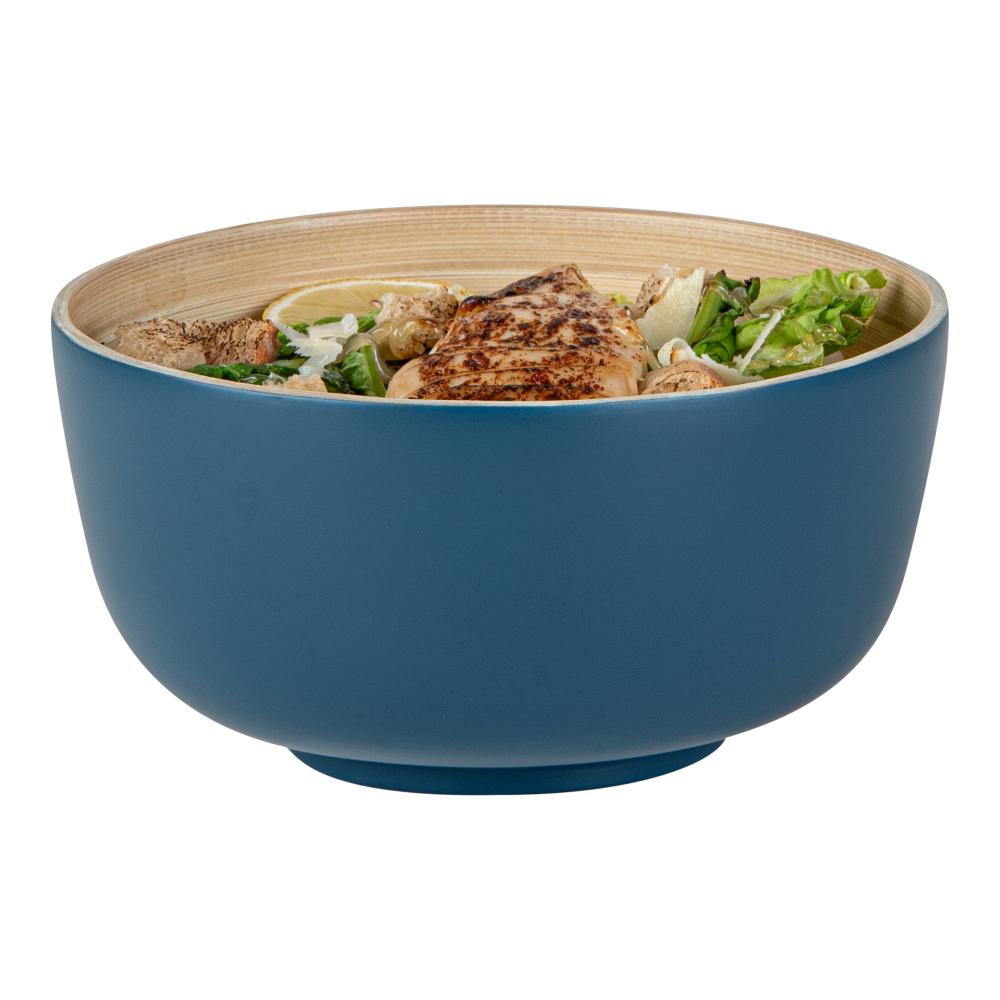 restaurantware Bambuddha 15 oz Round Blue Spun Bamboo Small Salad Bowl - 7 3/4" x 7 3/4" x 4" - 1 count box