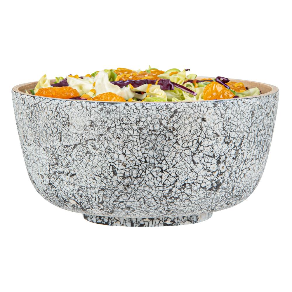 restaurantware Bambuddha 15 oz Round Gray Spun Bamboo Small Eggshell Salad Bowl - 7 3/4" x 7 3/4" x 4" - 1 count box