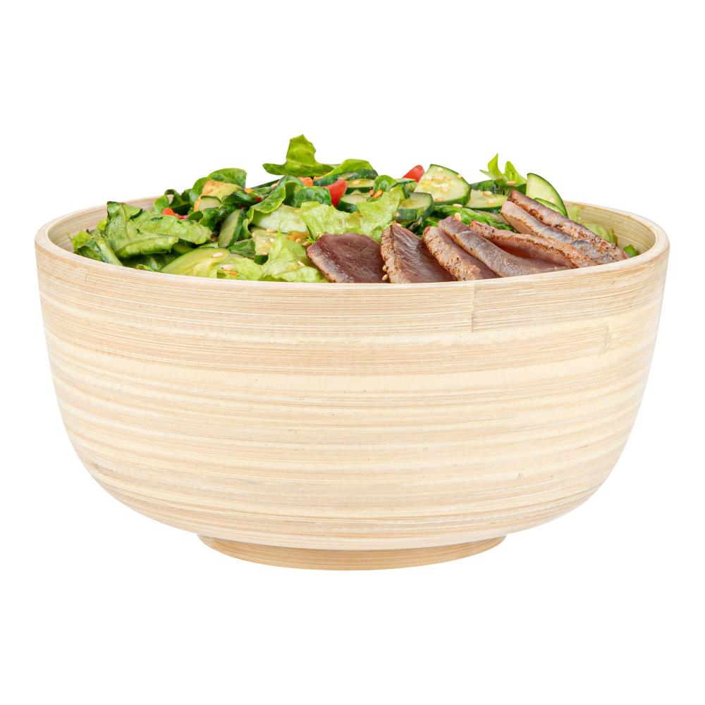 restaurantware Bambuddha 15 oz Round Natural Spun Bamboo Small Salad Bowl - 7 3/4" x 7 3/4" x 4" - 1 count box