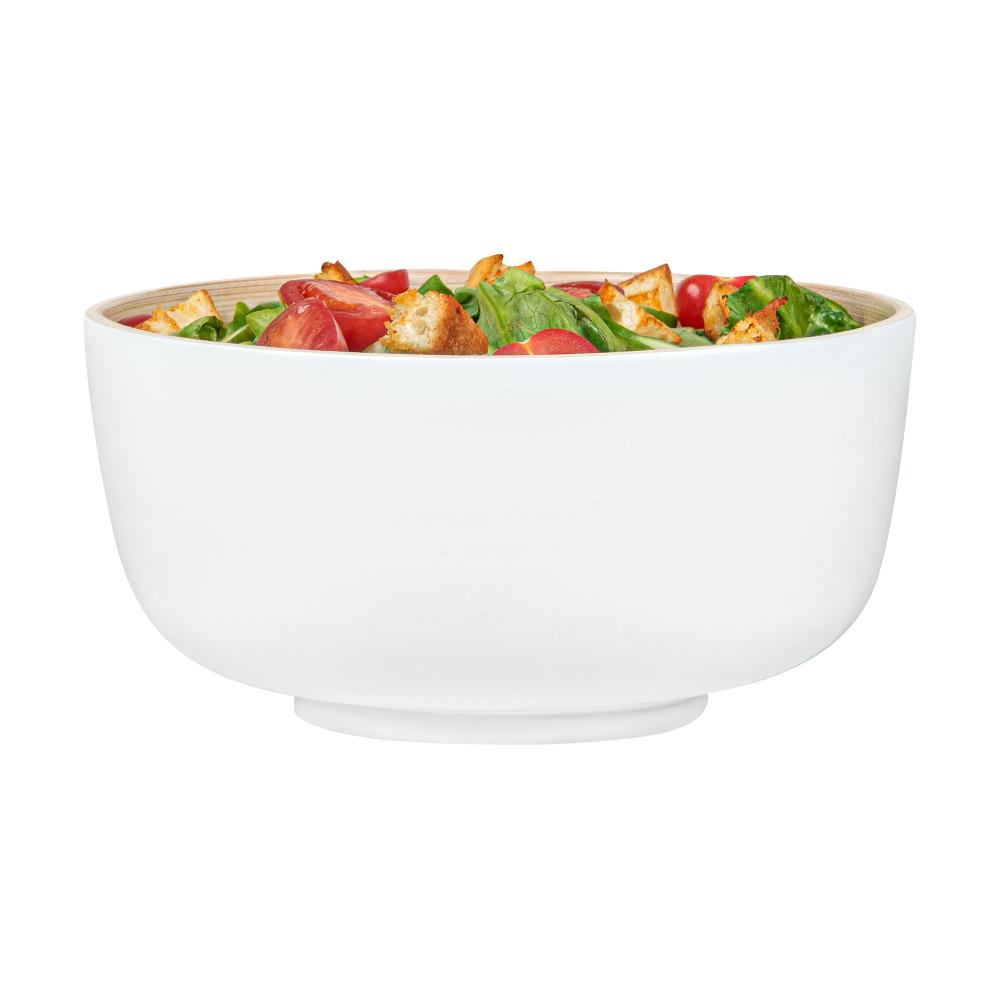 restaurantware Bambuddha 15 oz Round White Spun Bamboo Small Salad Bowl - 7 3/4" x 7 3/4" x 4" - 1 count box