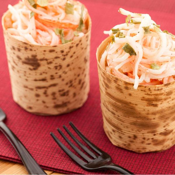 Restaurantware Bambuddha 2 Oz Round Natural Bamboo Mini Cup - 1 1/2" X 1 1/2" X 1 1/2" - 200 Count Box