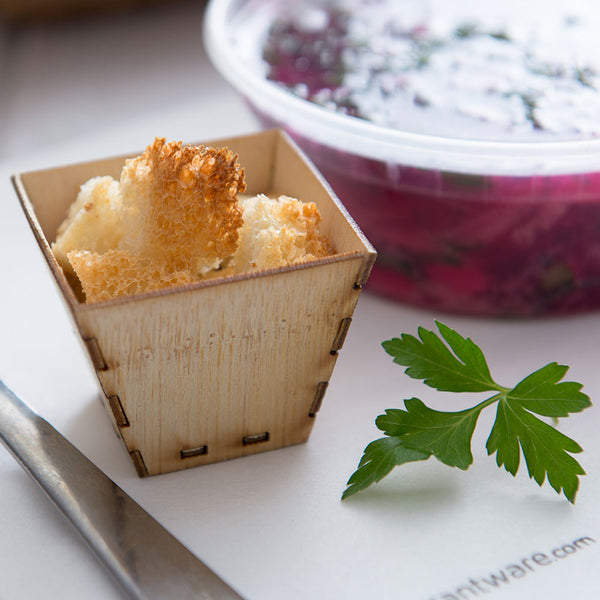 Restaurantware Bambuddha 2 Oz Square Natural Bamboo Mini Kova Cup - 2" X 2" X 1 1/2" - 100 Count Box