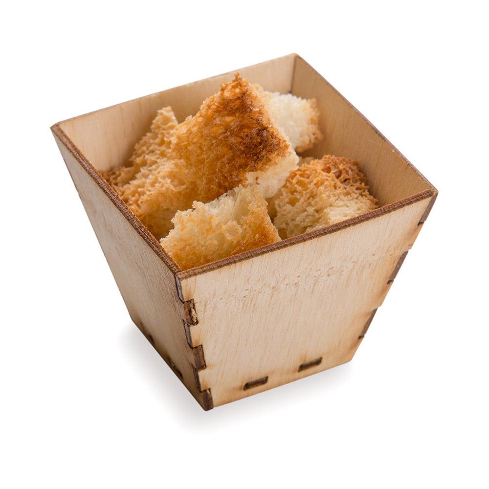 restaurantware Bambuddha 2 oz Square Natural Bamboo Mini Kova Cup - 2" x 2" x 1 1/2" - 100 count box