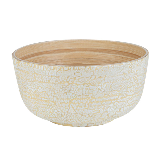Restaurantware Bambuddha 25 Oz Round Beige Spun Bamboo Medium Eggshell Salad Bowl - 9 1/2" X 9 1/2" X 4 3/4" - 1 Count Box