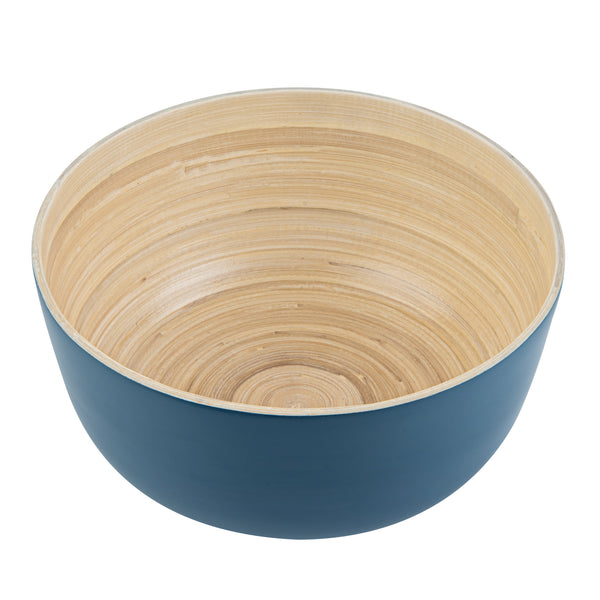 Restaurantware Bambuddha 25 Oz Round Blue Spun Bamboo Medium Salad Bowl - 9 1/2" X 9 1/2" X 4 3/4" - 1 Count Box