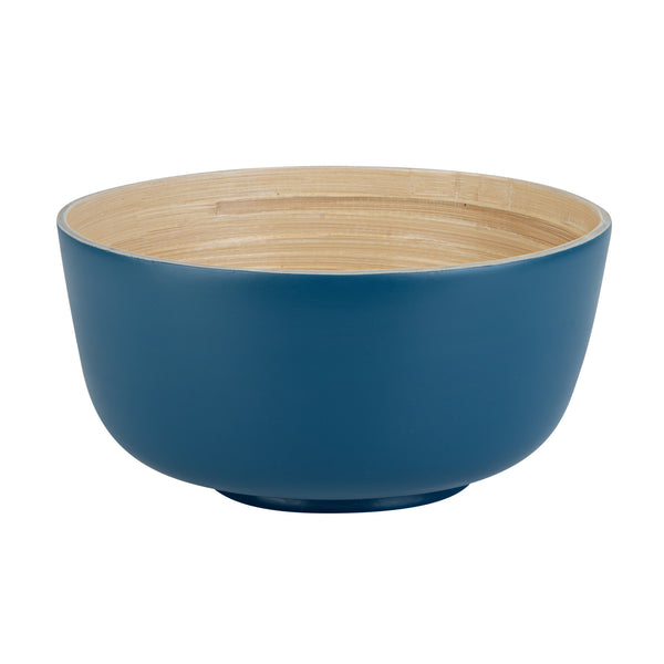 Restaurantware Bambuddha 25 Oz Round Blue Spun Bamboo Medium Salad Bowl - 9 1/2" X 9 1/2" X 4 3/4" - 1 Count Box