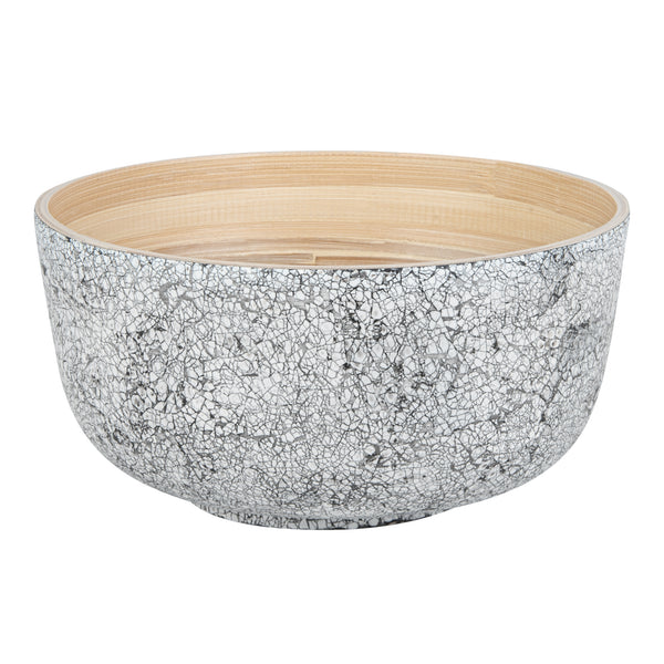 Restaurantware Bambuddha 25 Oz Round Gray Spun Bamboo Medium Eggshell Salad Bowl - 9 1/2" X 9 1/2" X 4 3/4" - 1 Count Box