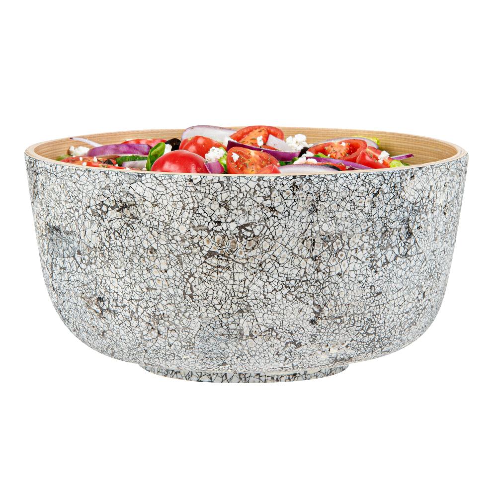 restaurantware Bambuddha 25 oz Round Gray Spun Bamboo Medium Eggshell Salad Bowl - 9 1/2" x 9 1/2" x 4 3/4" - 1 count box