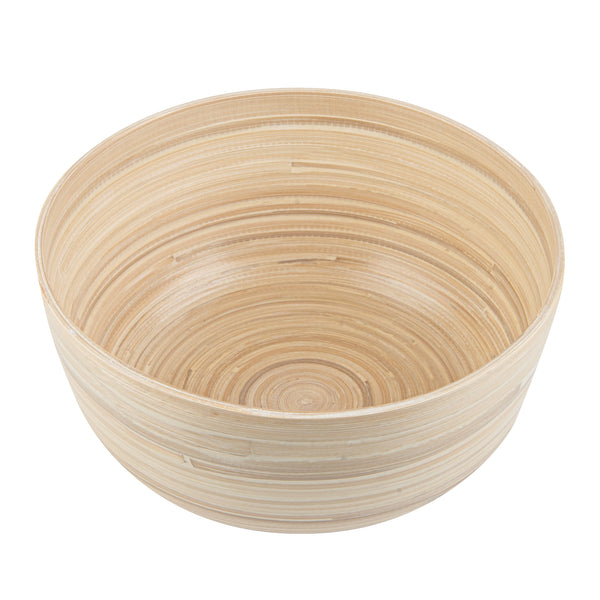 Restaurantware Bambuddha 25 Oz Round Natural Spun Bamboo Medium Salad Bowl - 9 1/2" X 9 1/2" X 4 3/4" - 1 Count Box