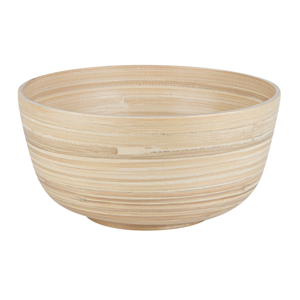 Restaurantware Bambuddha 25 Oz Round Natural Spun Bamboo Medium Salad Bowl - 9 1/2" X 9 1/2" X 4 3/4" - 1 Count Box