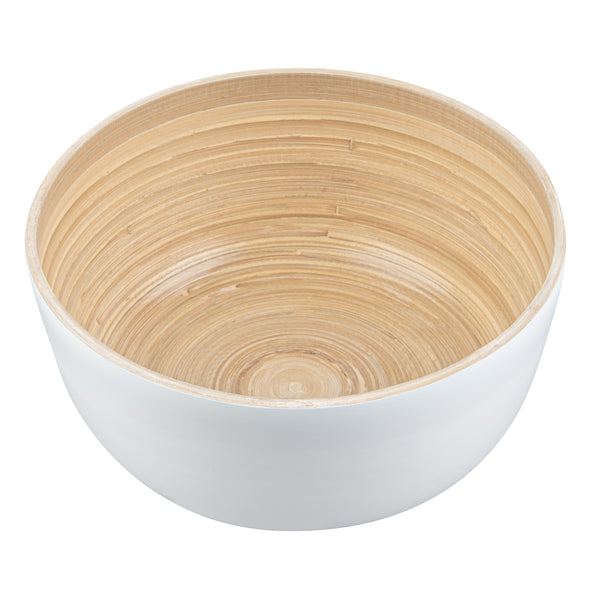Restaurantware Bambuddha 25 Oz Round White Spun Bamboo Medium Salad Bowl - 9 1/2" X 9 1/2" X 4 3/4" - 1 Count Box