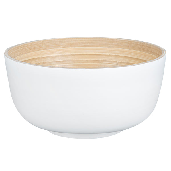 Restaurantware Bambuddha 25 Oz Round White Spun Bamboo Medium Salad Bowl - 9 1/2" X 9 1/2" X 4 3/4" - 1 Count Box