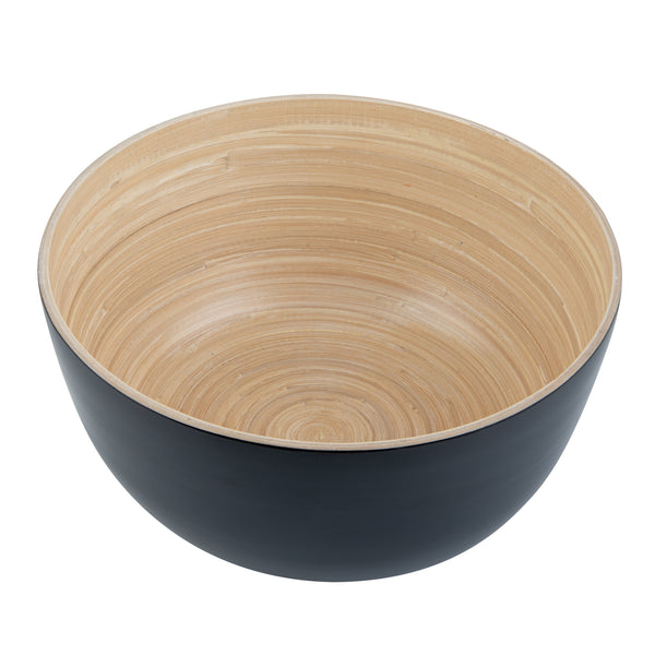 Restaurantware Bambuddha 30 Oz Round Black Spun Bamboo Large Salad Bowl - 11" X 11" X 5 1/2" - 1 Count Box