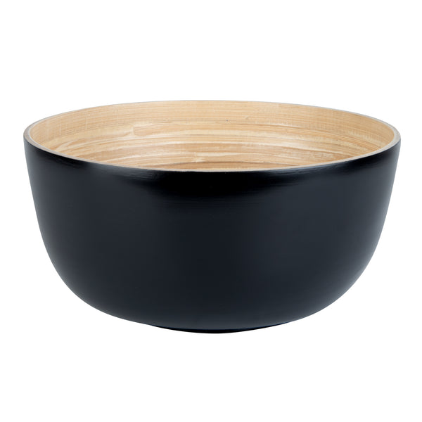 Restaurantware Bambuddha 30 Oz Round Black Spun Bamboo Large Salad Bowl - 11" X 11" X 5 1/2" - 1 Count Box