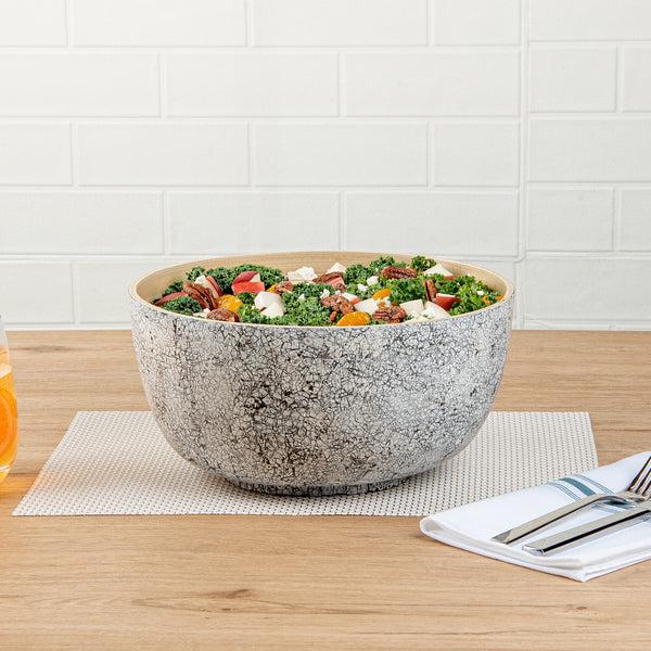 Restaurantware Bambuddha 30 Oz Round Gray Spun Bamboo Large Eggshell Salad Bowl - 11" X 11" X 5 1/2" - 1 Count Box