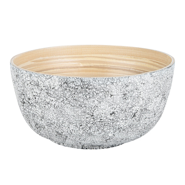 Restaurantware Bambuddha 30 Oz Round Gray Spun Bamboo Large Eggshell Salad Bowl - 11" X 11" X 5 1/2" - 1 Count Box
