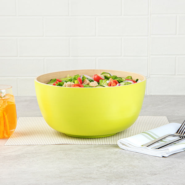 Restaurantware Bambuddha 30 Oz Round Green Spun Bamboo Large Salad Bowl - 11" X 11" X 5 1/2" - 1 Count Box