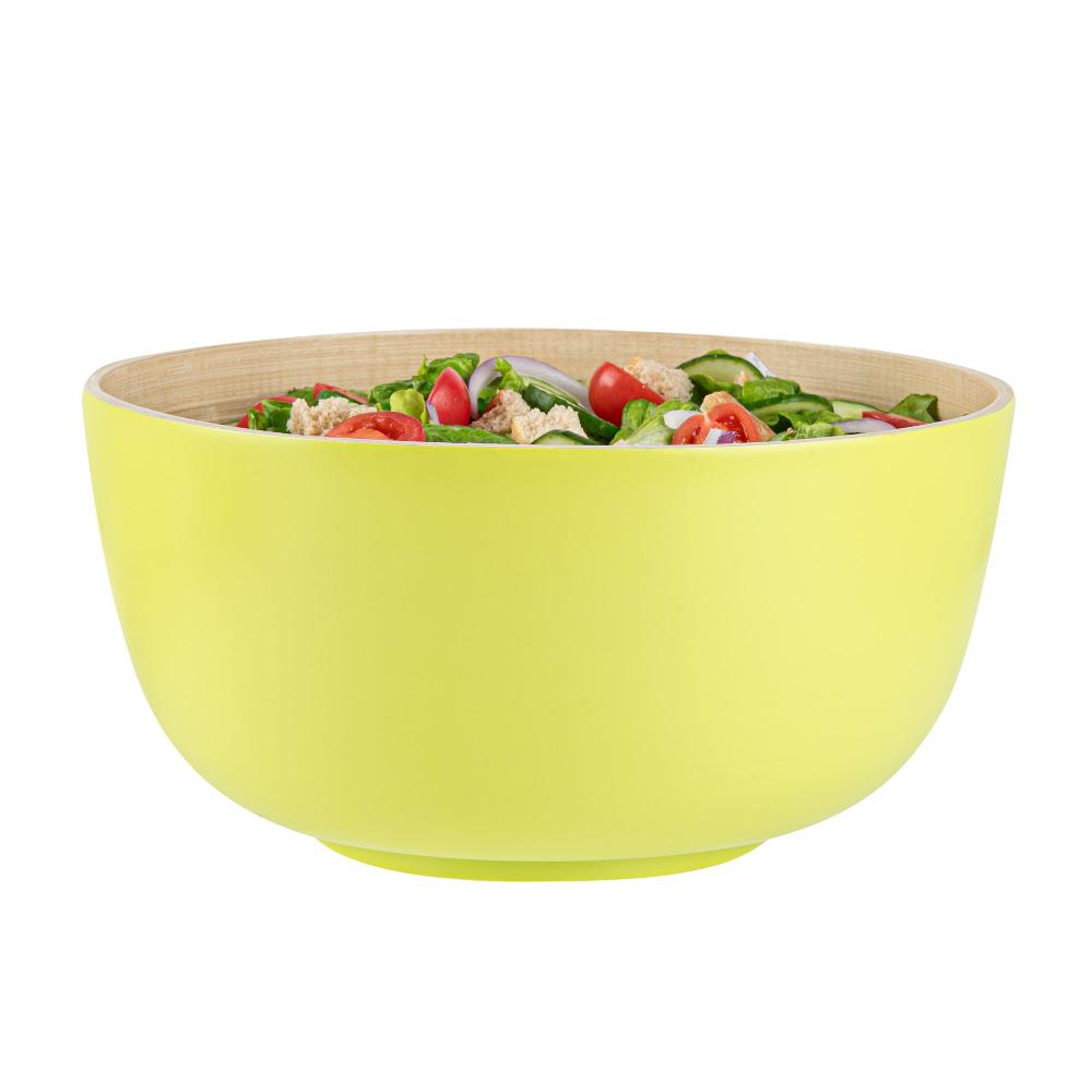 restaurantware Bambuddha 30 oz Round Green Spun Bamboo Large Salad Bowl - 11" x 11" x 5 1/2" - 1 count box