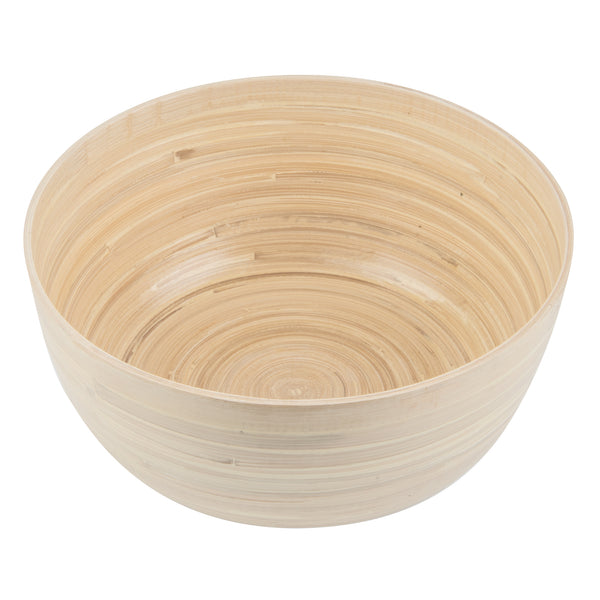 Restaurantware Bambuddha 30 Oz Round Natural Spun Bamboo Large Salad Bowl - 11" X 11" X 5 1/2" - 1 Count Box