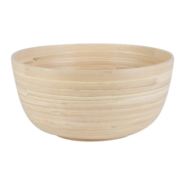 Restaurantware Bambuddha 30 Oz Round Natural Spun Bamboo Large Salad Bowl - 11" X 11" X 5 1/2" - 1 Count Box