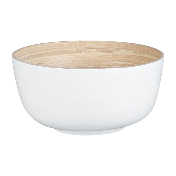 Restaurantware Bambuddha 30 Oz Round White Spun Bamboo Large Salad Bowl - 11" X 11" X 5 1/2" - 1 Count Box