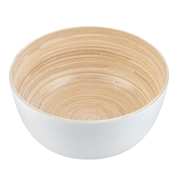 Restaurantware Bambuddha 30 Oz Round White Spun Bamboo Large Salad Bowl - 11" X 11" X 5 1/2" - 1 Count Box