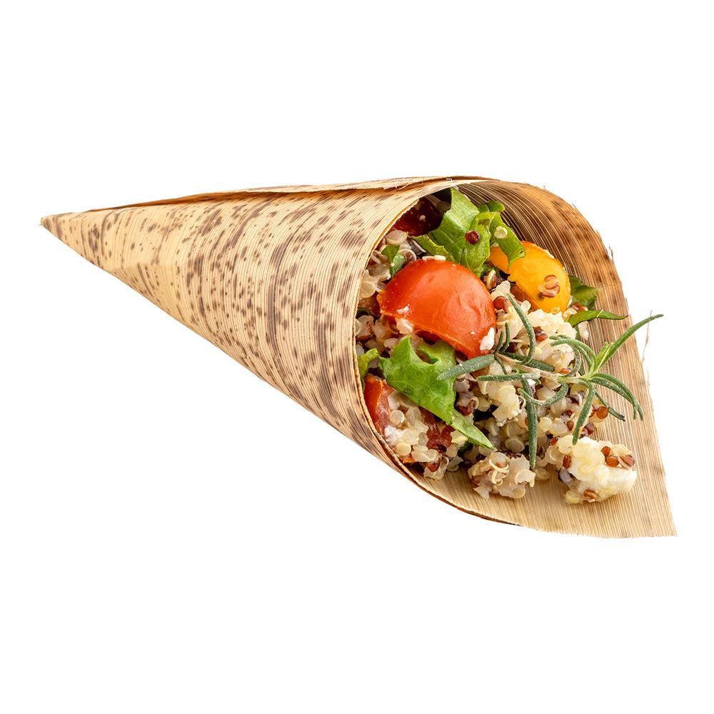 restaurantware Bambuddha 4 oz Natural Bamboo Large Cone - 7" x 3" x 3" - 200 count box