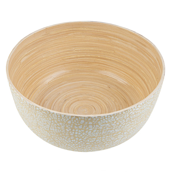 Restaurantware Bambuddha 51 Oz Round Beige Spun Bamboo Extra Large Eggshell Salad Bowl - 13 1/2" X 13 1/2" X 6 1/4" - 1 Count Box