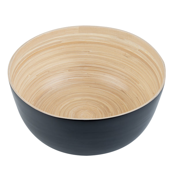 Restaurantware Bambuddha 51 Oz Round Black Spun Bamboo Extra Large Salad Bowl - 13 1/2" X 13 1/2" X 6 1/4" - 1 Count Box