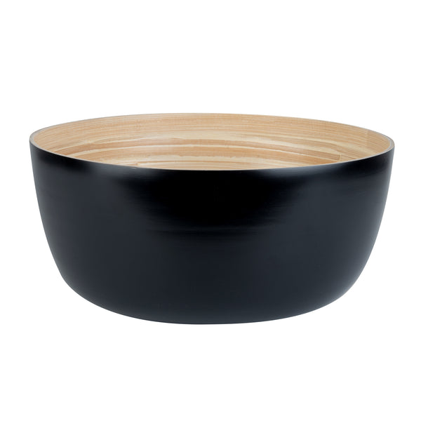 Restaurantware Bambuddha 51 Oz Round Black Spun Bamboo Extra Large Salad Bowl - 13 1/2" X 13 1/2" X 6 1/4" - 1 Count Box