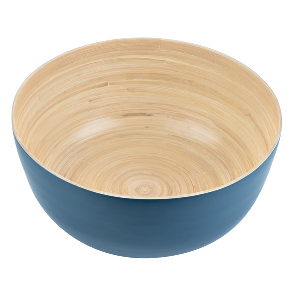 Restaurantware Bambuddha 51 Oz Round Blue Spun Bamboo Extra Large Salad Bowl - 13 1/2" X 13 1/2" X 6 1/4" - 1 Count Box
