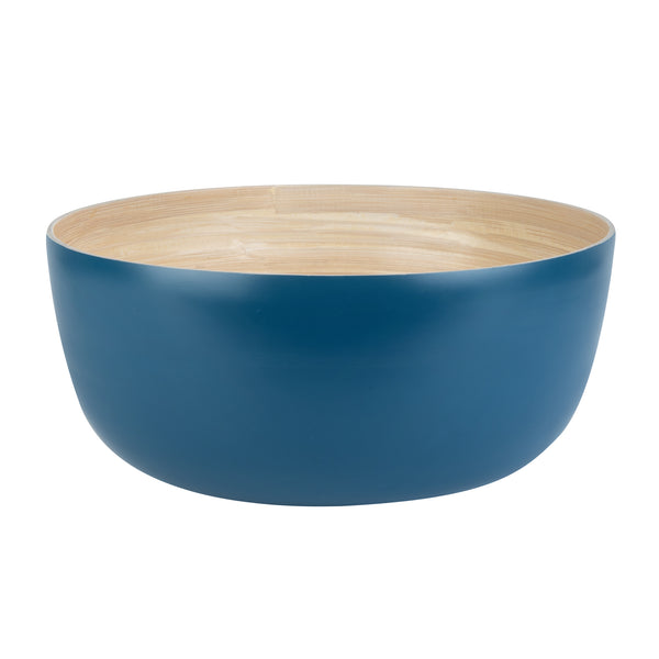 Restaurantware Bambuddha 51 Oz Round Blue Spun Bamboo Extra Large Salad Bowl - 13 1/2" X 13 1/2" X 6 1/4" - 1 Count Box