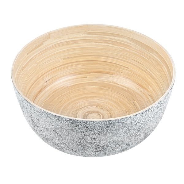 Restaurantware Bambuddha 51 Oz Round Gray Spun Bamboo Extra Large Eggshell Salad Bowl - 13 1/2" X 13 1/2" X 6 1/4" - 1 Count Box