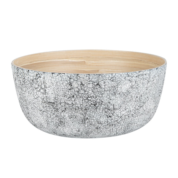 Restaurantware Bambuddha 51 Oz Round Gray Spun Bamboo Extra Large Eggshell Salad Bowl - 13 1/2" X 13 1/2" X 6 1/4" - 1 Count Box