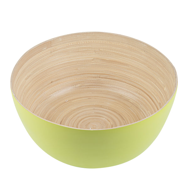 Restaurantware Bambuddha 51 Oz Round Green Spun Bamboo Extra Large Salad Bowl - 13 1/2" X 13 1/2" X 6 1/4" - 1 Count Box