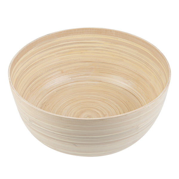 Restaurantware Bambuddha 51 Oz Round Natural Spun Bamboo Extra Large Salad Bowl - 13 1/2" X 13 1/2" X 6 1/4" - 1 Count Box