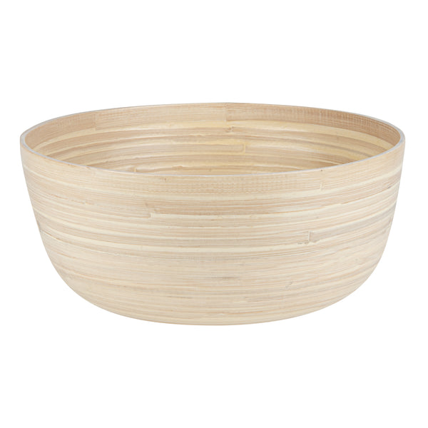 Restaurantware Bambuddha 51 Oz Round Natural Spun Bamboo Extra Large Salad Bowl - 13 1/2" X 13 1/2" X 6 1/4" - 1 Count Box