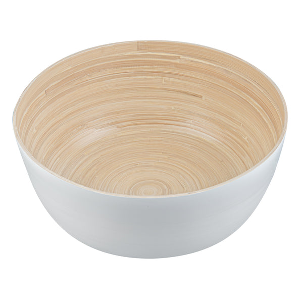 Restaurantware Bambuddha 51 Oz Round White Spun Bamboo Extra Large Salad Bowl - 13 1/2" X 13 1/2" X 6 1/4" - 1 Count Box