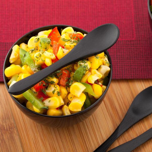 Restaurantware Bambuddha Black Bamboo Mini Spoon - 3 1/2" - 100 Count Box