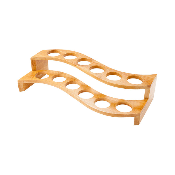 Restaurantware Bambuddha Curved Natural Bamboo Cone Stand - 12 Slots Multi-Level - 13 1/2" X 6 1/2" X 3 1/2" - 1 Count Box