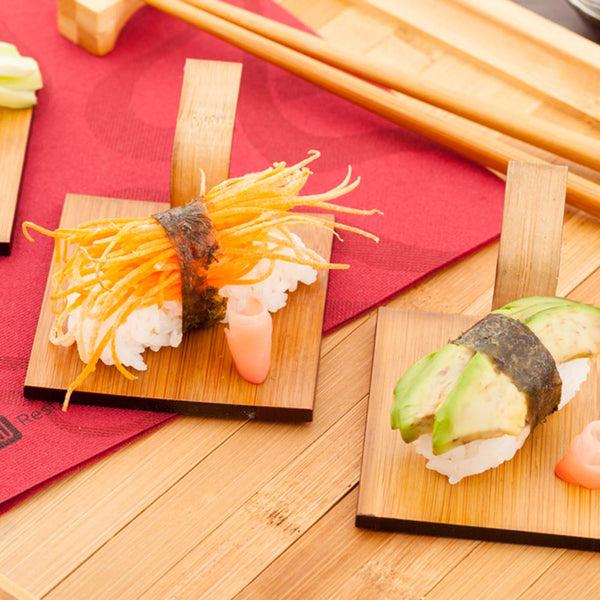 Restaurantware Bambuddha Deco Square Natural Bamboo Serving Pallet - 3" X 3" - 100 Count Box