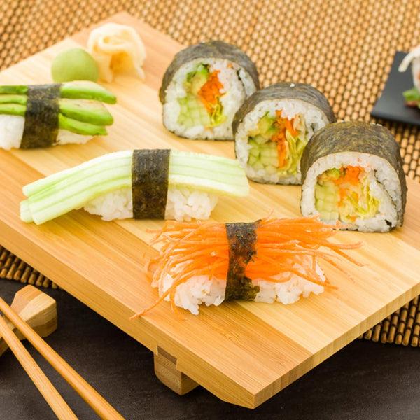 Restaurantware Bambuddha Japanese Buddha Rectangle Natural Bamboo Sushi Plate - 9 1/2" X 6" X 1 1/4" - 1 Count Box
