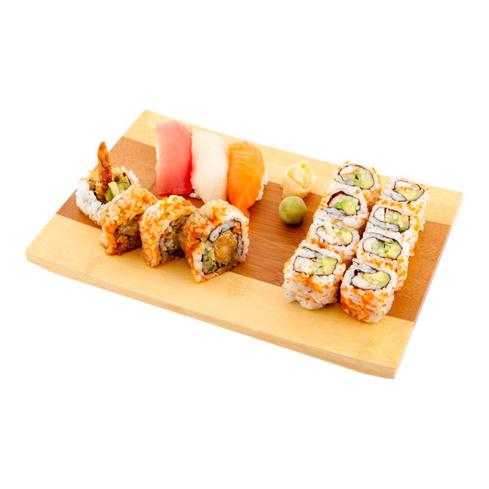 restaurantware Bambuddha Japanese Shinto Rectangle Natural Bamboo Sushi Plate - 10 1/2" x 7" x 1" - 1 count box