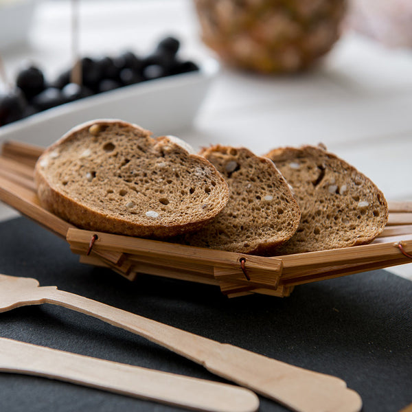 Restaurantware Bambuddha Natural Bamboo Bread Basket - 6 1/2" X 3" X 1" - 1 Count Box