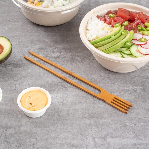 Restaurantware Bambuddha Natural Bamboo Chop Fork Duo Utensil - 10" X 1 1/2" X 1/2" - 100 Count Box