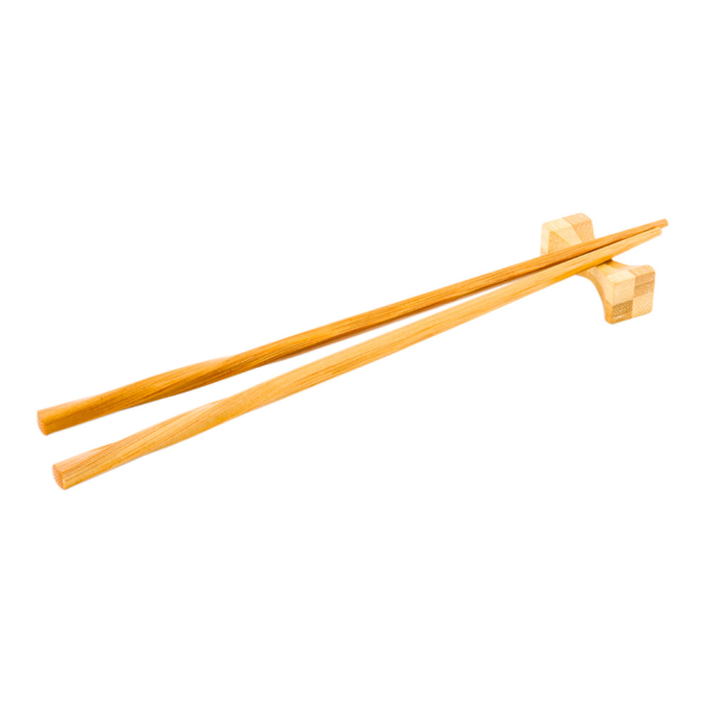 restaurantware Bambuddha Natural Bamboo Chopstick Rest - Hourglass Duo Color - 1 3/4" x 1/2" x 1/2" - 25 count box