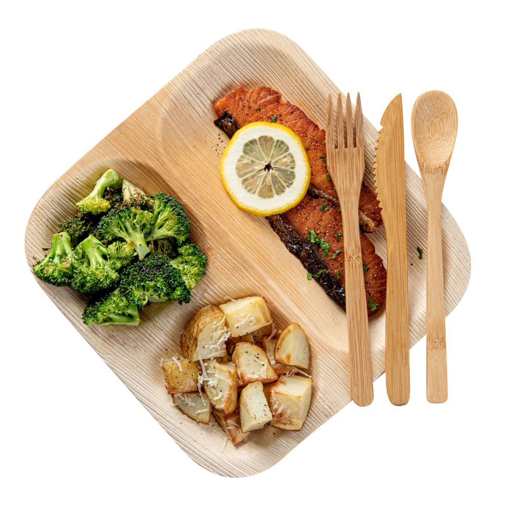 restaurantware Bambuddha Natural Bamboo Cutlery Set - 8" x 1 1/2" x 1 1/4" - 100 count box