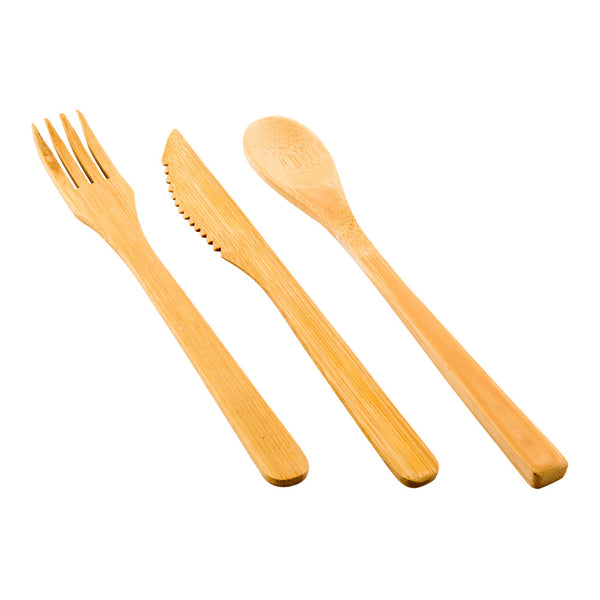 Restaurantware Bambuddha Natural Bamboo Cutlery Set - Retail Pack - 8" - 10 Count X 10 Boxes